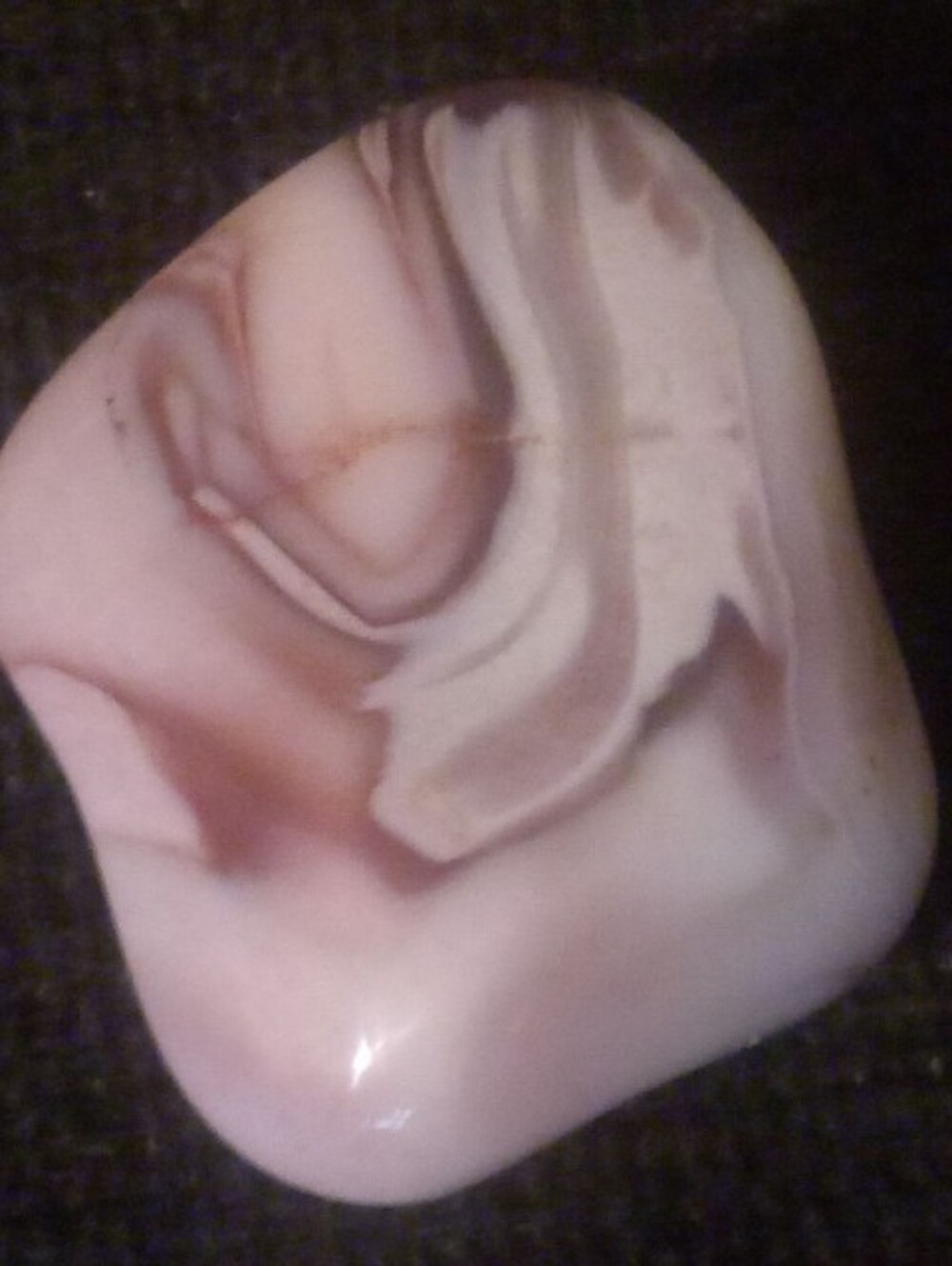 Polished Banded Jasper Freeform - Ribbon Pattern Cream & Purple Pocket Stone